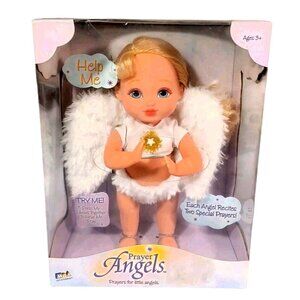 New Working Talking Vtg 2003 Prayer Angels Doll Package Distress Blond Blue Eyes